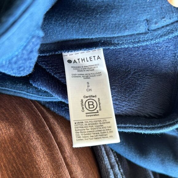 Athleta Cozy Karma Asym Pullover Navy SP Petite - Picture 4 of 6